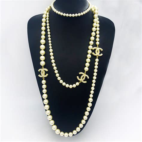 chanel gold chain link necklace|cost of Chanel pearl necklace.